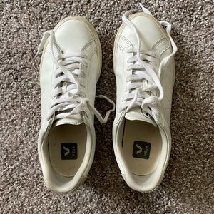 All white Veja esplar sneakers